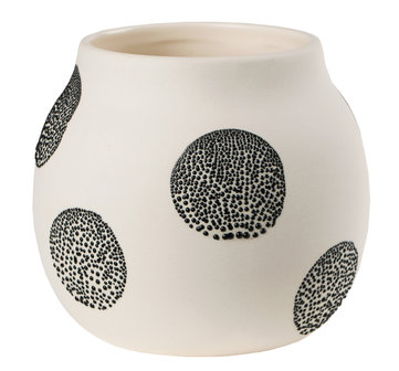 pearl vase small white with black dots from rader