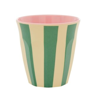 de medium melamine beker green stripe van Rice