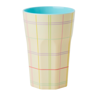 de hoge melamine beker multicolored check van Rice
