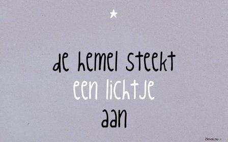 Kaart van Zinvol incl envelop De hemel steekt een lichtje aan